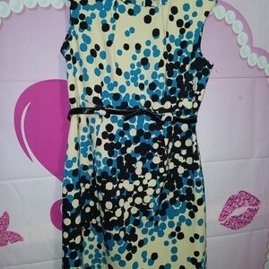 Emma & Michele Blue and Black Polka Dot Dress